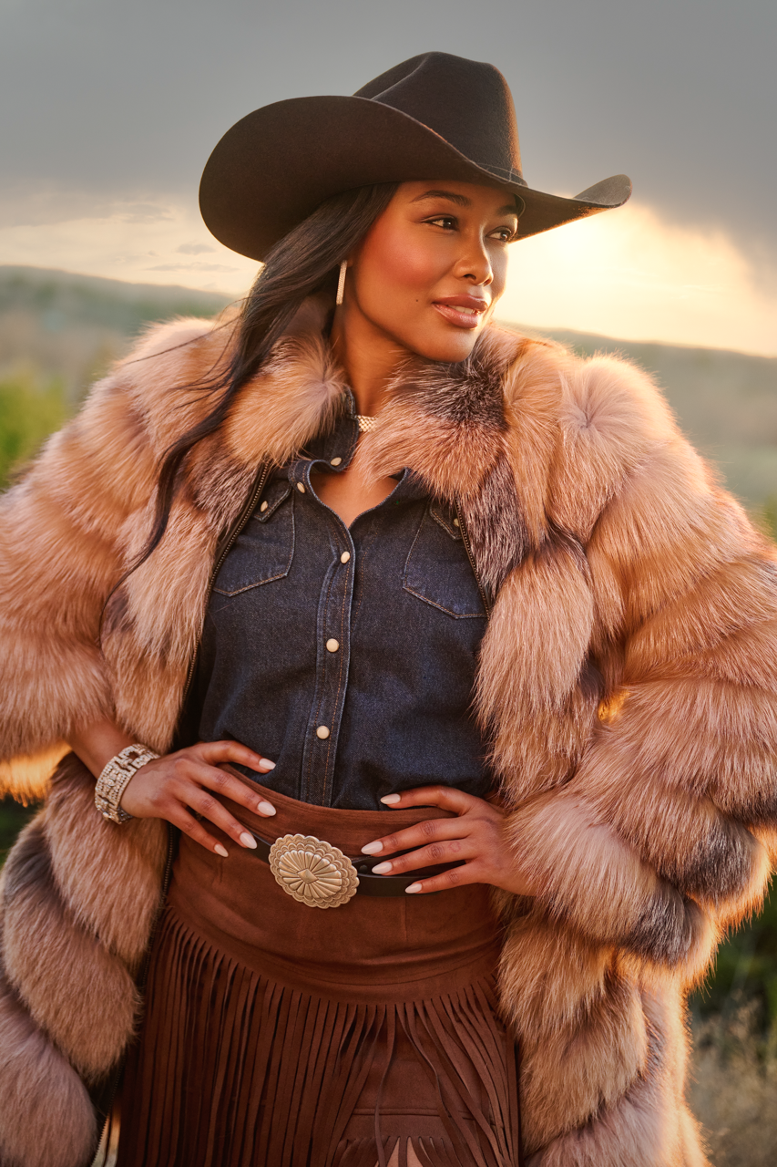 Pinto Ranch Tri-Colored Fox Fur Jacket