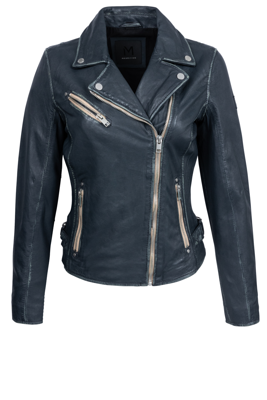 Mauritius Sofia Denim Blue Leather Jacket
