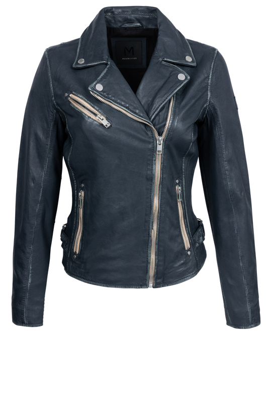 Mauritius Sofia Denim Blue Leather Jacket