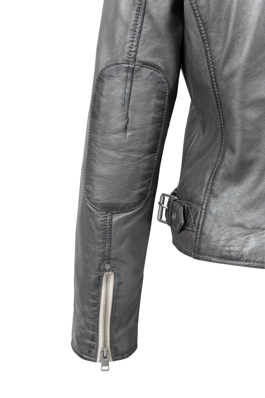 Mauritius Sofia Gunmetal Lamb Leather Jacket