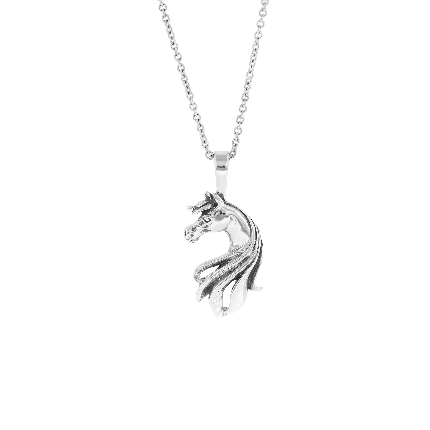 Sterling Silver Horse Head Pendant Necklace