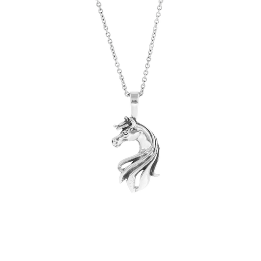 Sterling Silver Horse Head Pendant Necklace
