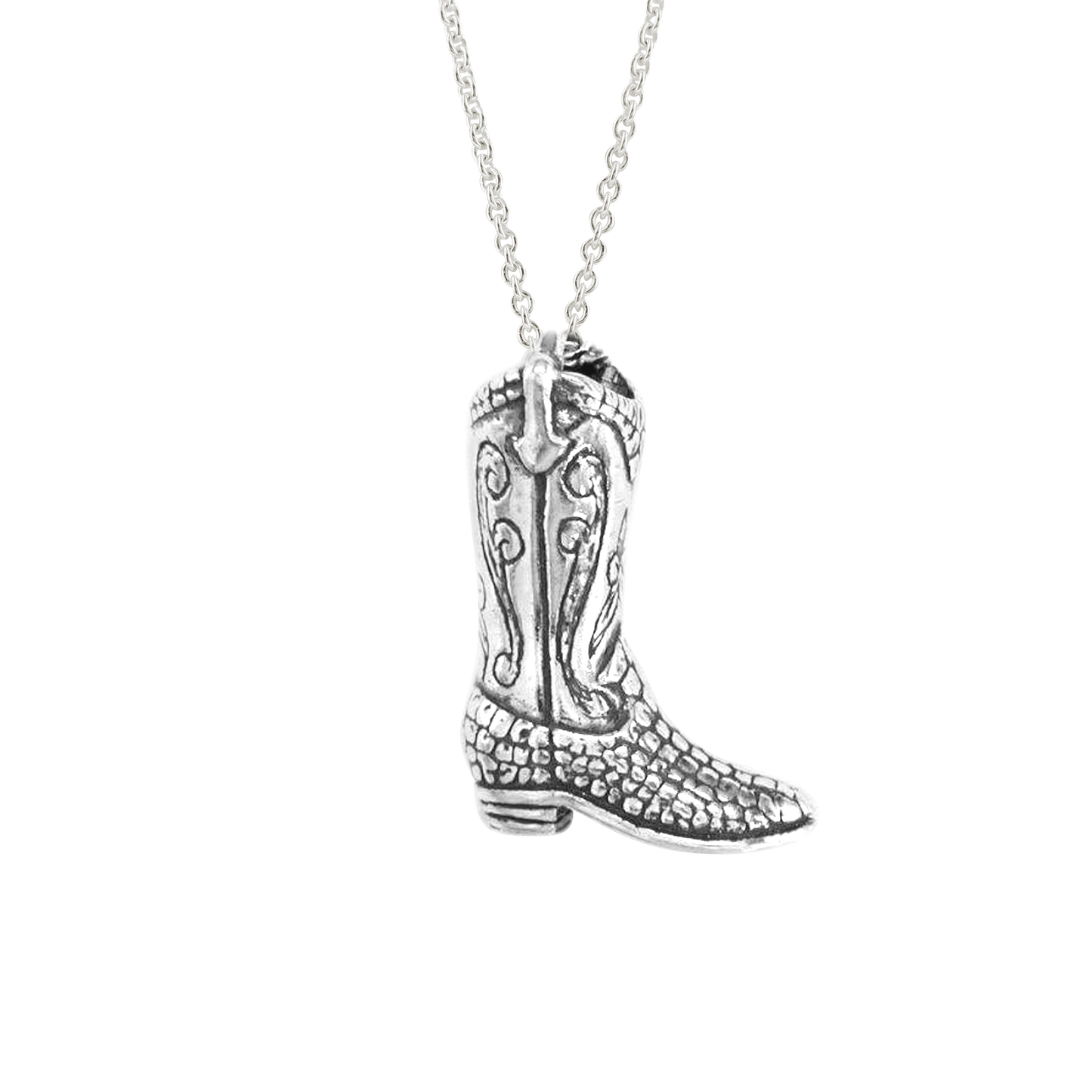 Sterling Silver Alligator Boot Pendant Necklace