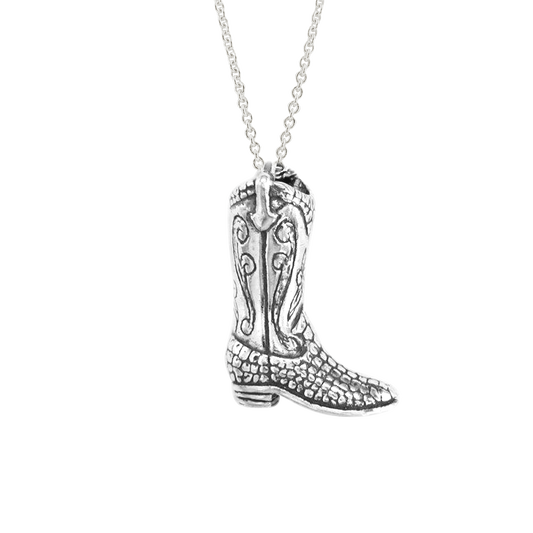 Sterling Silver Alligator Boot Pendant Necklace