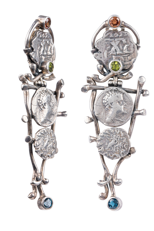 Sterling Silver Coin Statement Earrings