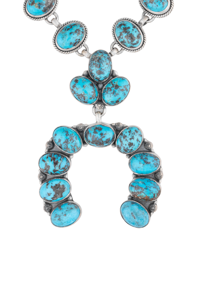 Turquoise Stone Squash Blossom Necklace