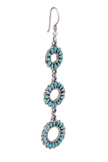 Sterling Silver Cascading Turquoise Flower Earrings