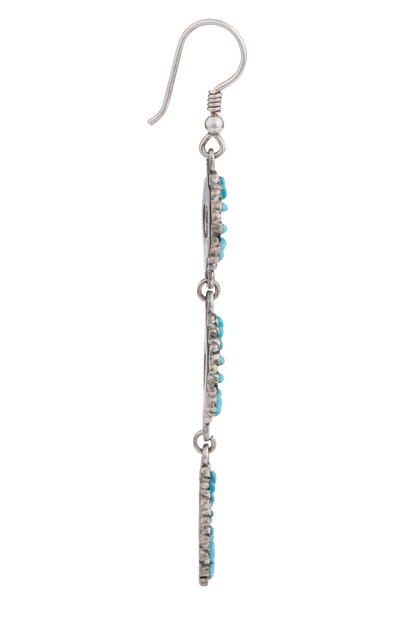Sterling Silver Cascading Turquoise Flower Earrings