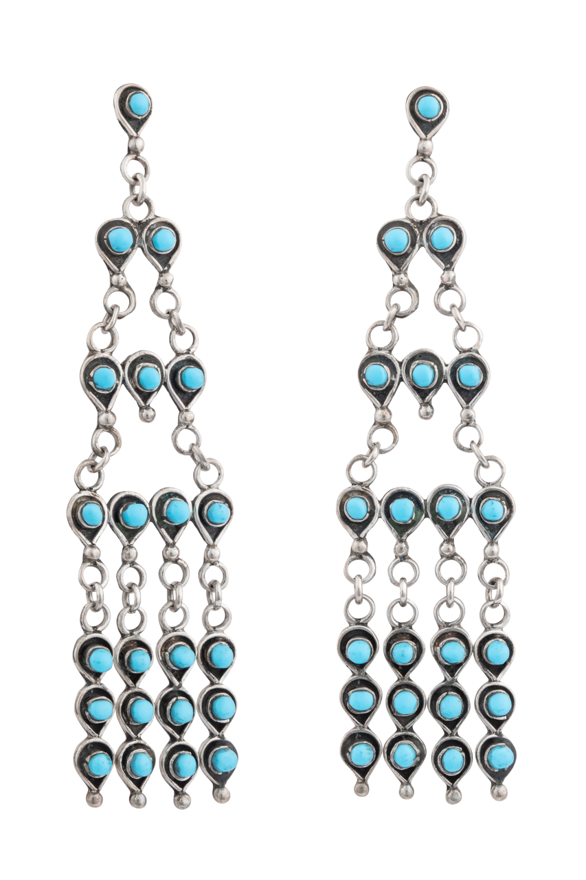 Zuni Petit Point Turquoise Chandelier Earrings