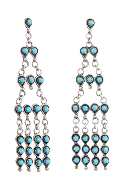 Zuni Petit Point Turquoise Chandelier Earrings