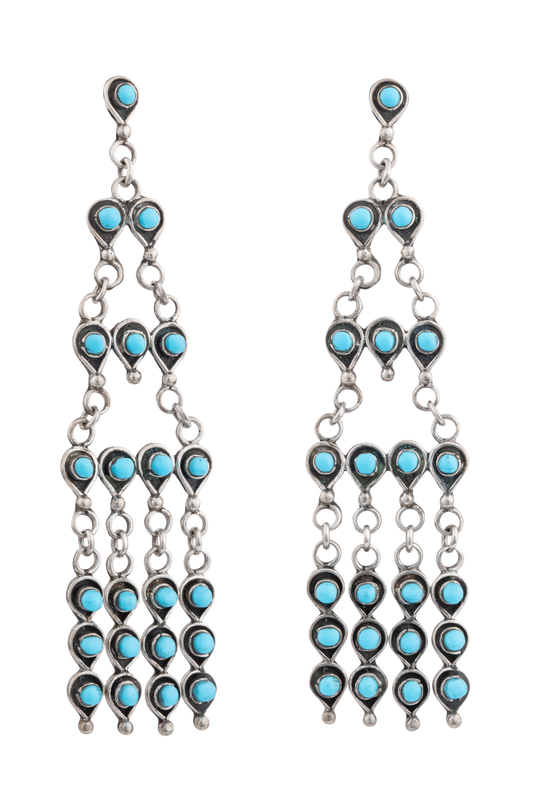 Zuni Petit Point Turquoise Chandelier Earrings