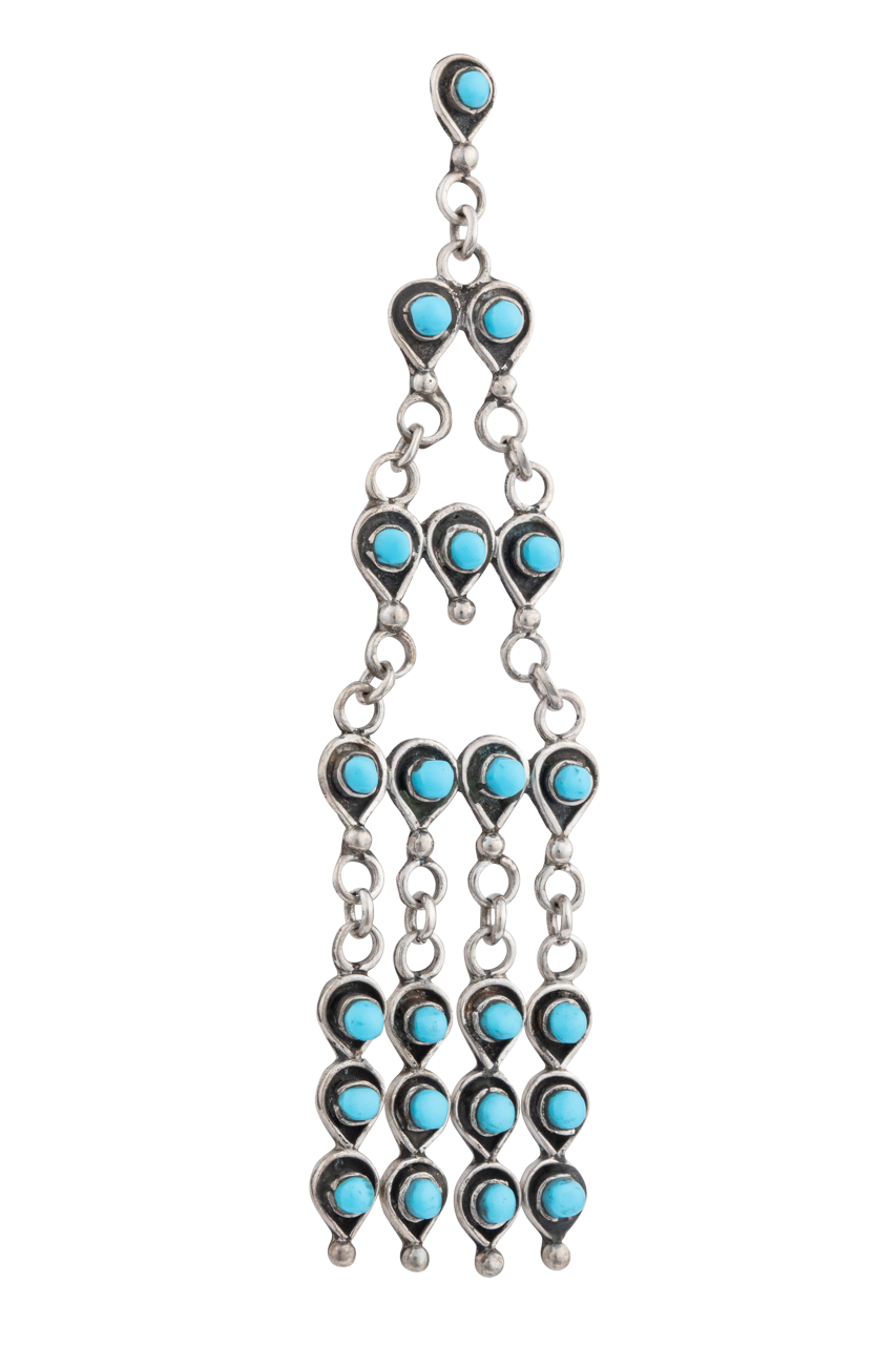 Zuni Petit Point Turquoise Chandelier Earrings