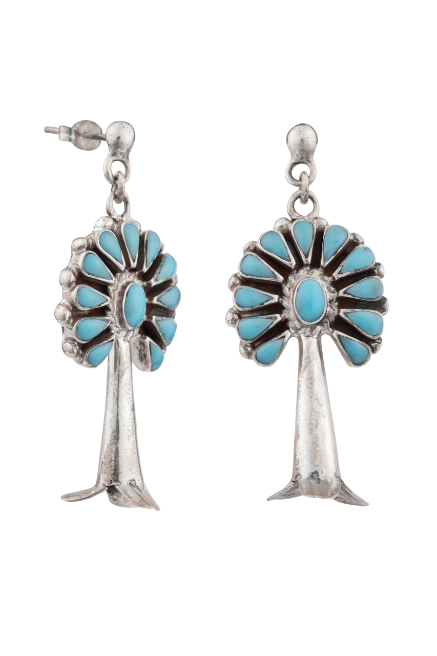 Sterling Silver Turquoise Halo Earrings