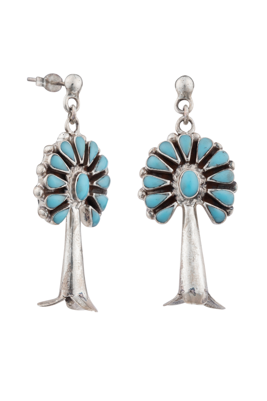 Sterling Silver Turquoise Halo Earrings
