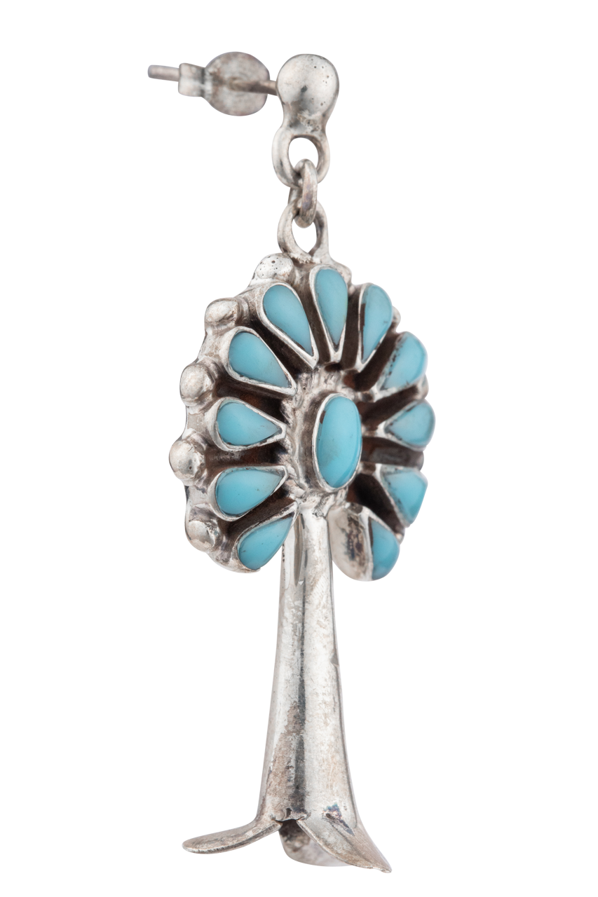 Sterling Silver Turquoise Halo Earrings