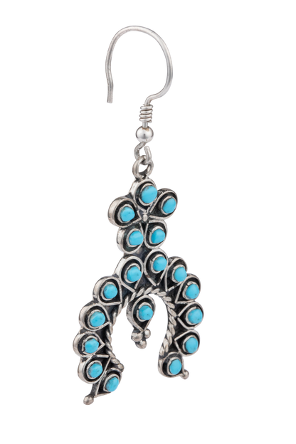 Zuni Petit Point Turquoise Squash Blossom Earrings