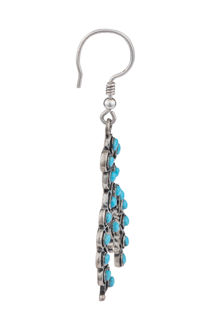 Zuni Petit Point Turquoise Squash Blossom Earrings