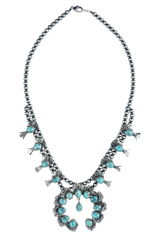 Multi-Turquoise Squash Blossom Necklace