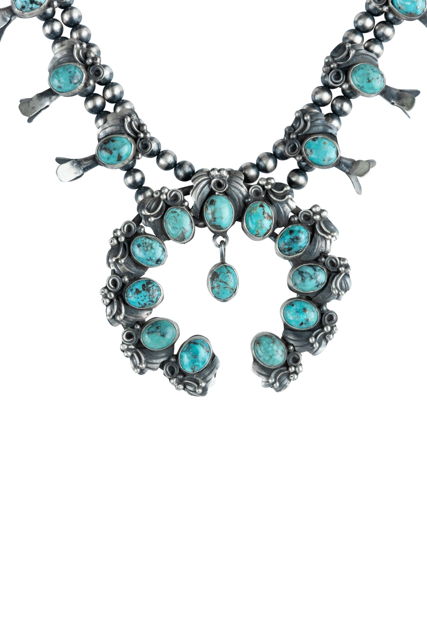 Multi-Turquoise Squash Blossom Necklace