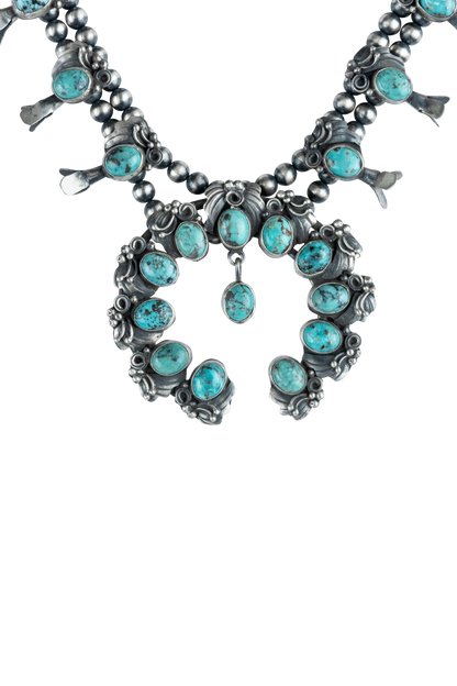 Multi-Turquoise Squash Blossom Necklace