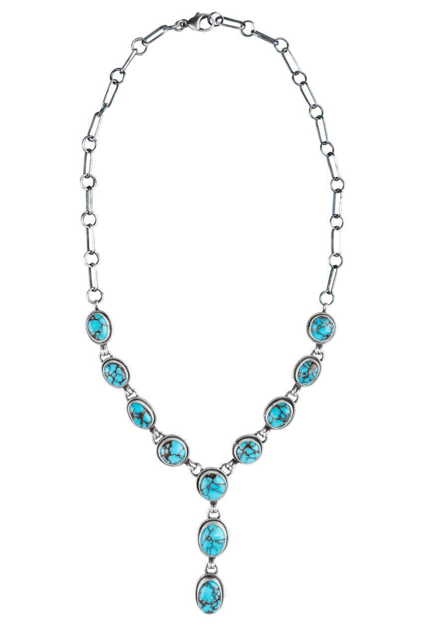 Turquoise and Silver Drop Necklace