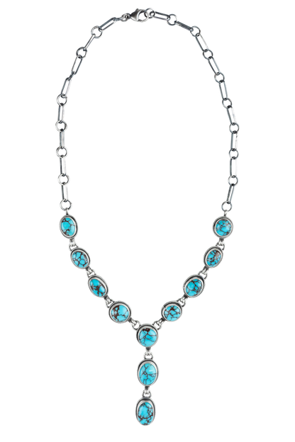 Turquoise and Silver Drop Necklace