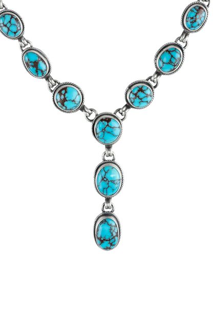 Turquoise and Silver Drop Necklace