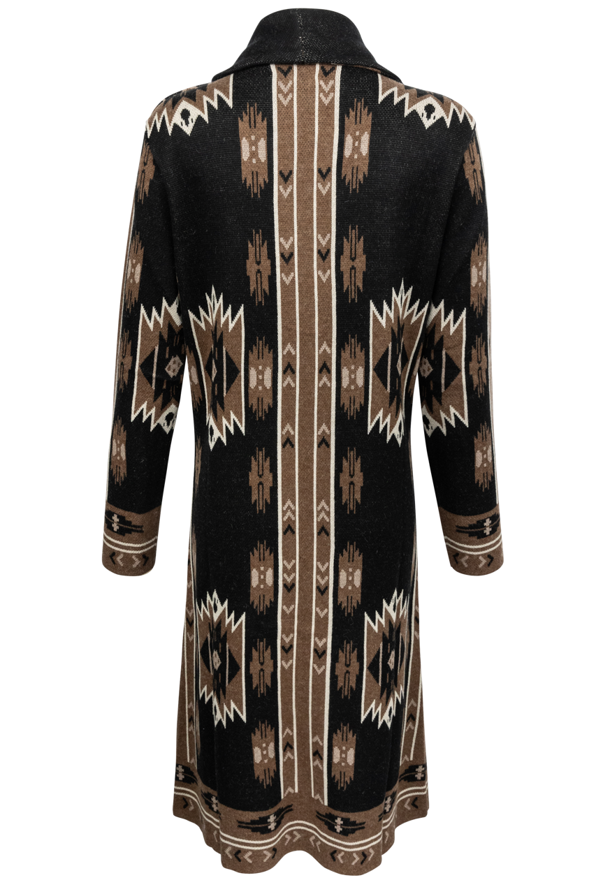 Time of the West Southwestern Sweater Coat - Black & Brown