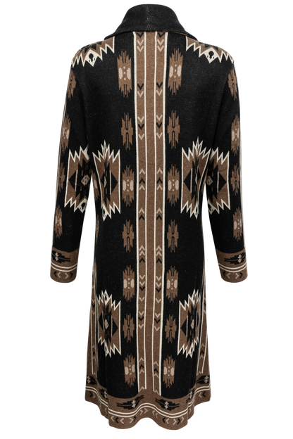 Time of the West Southwestern Sweater Coat - Black & Brown