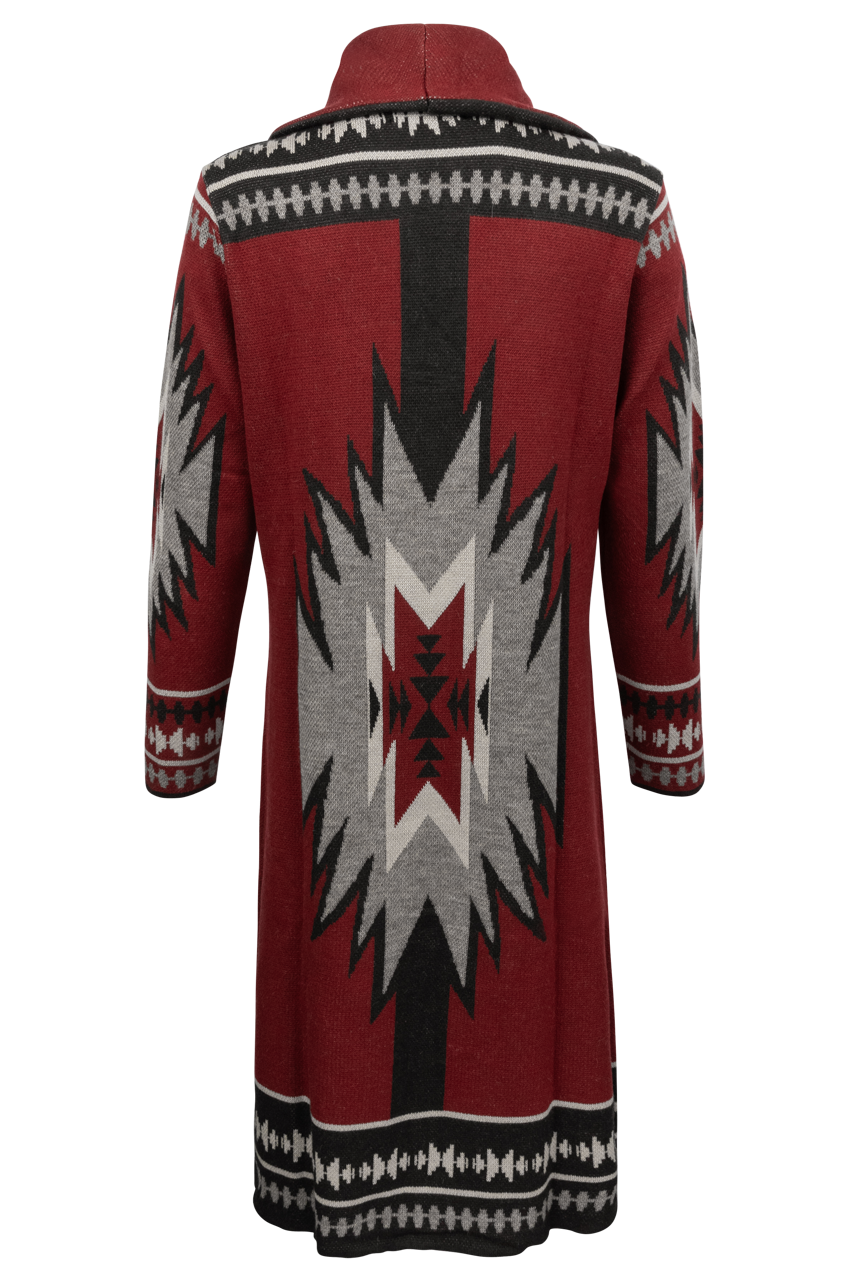 Time of the West Southwestern Sweater Coat - Red