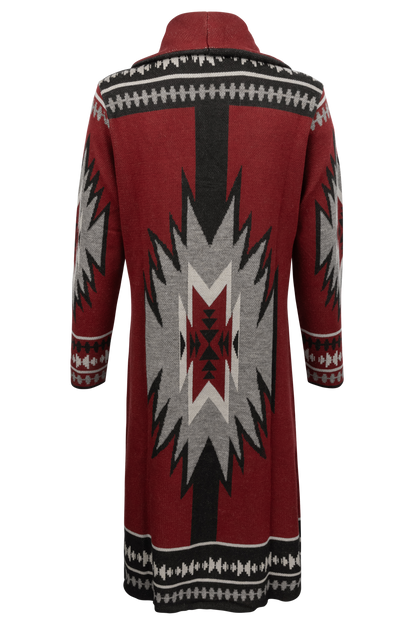 Time of the West Southwestern Sweater Coat - Red