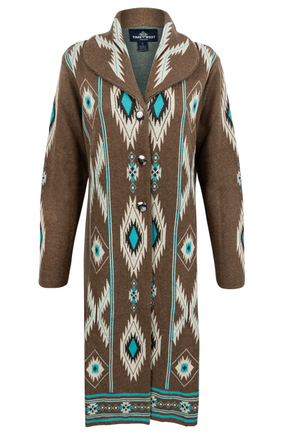 Time of the West Southwestern Sweater Coat - Brown