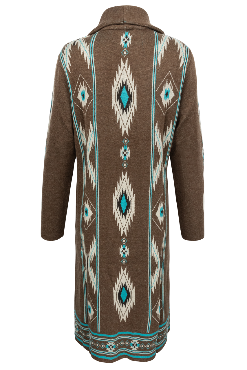 Time of the West Southwestern Sweater Coat - Brown