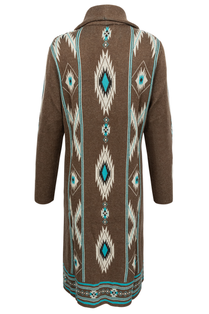 Time of the West Southwestern Sweater Coat - Brown