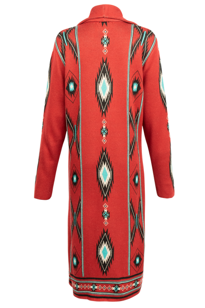 Time of the West Cardigan Coat - Red