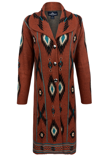 Time of the West Southwestern Sweater Coat - Rust