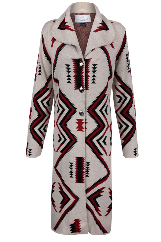 Pinto Ranch Ivory Aztec Print Sweater Coat