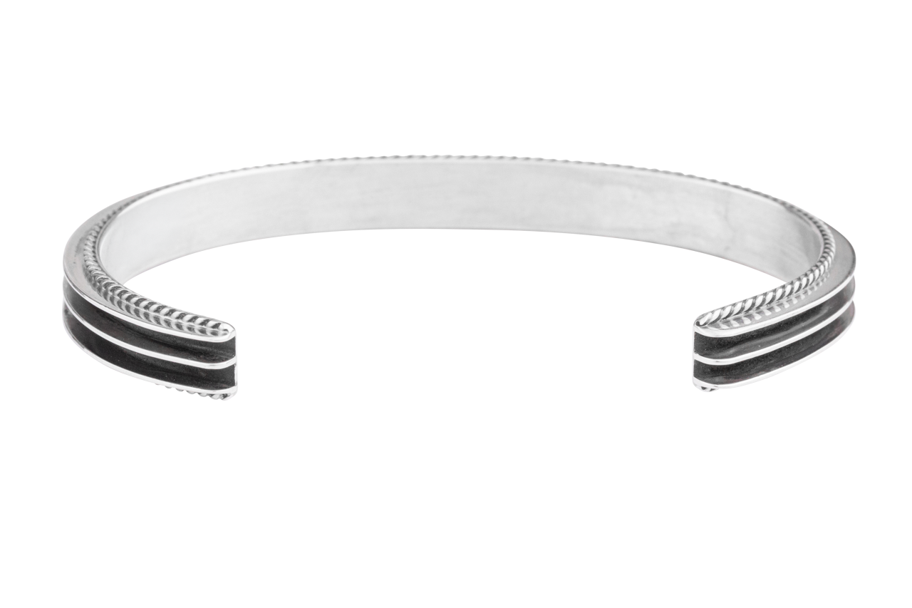 Navajo Triple Rail Silver Cuff Bracelet