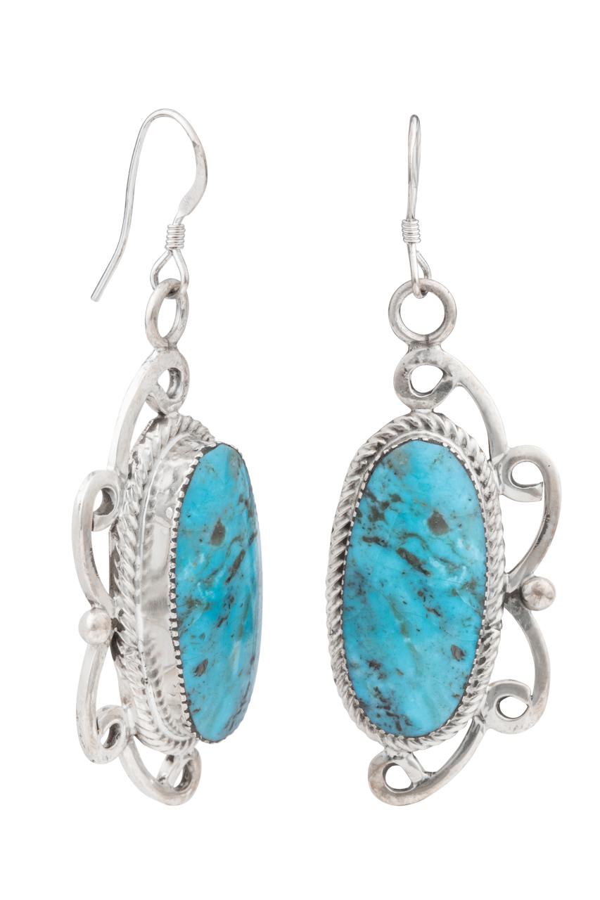 Sterling Silver Kingman Turquoise Drop Earrings