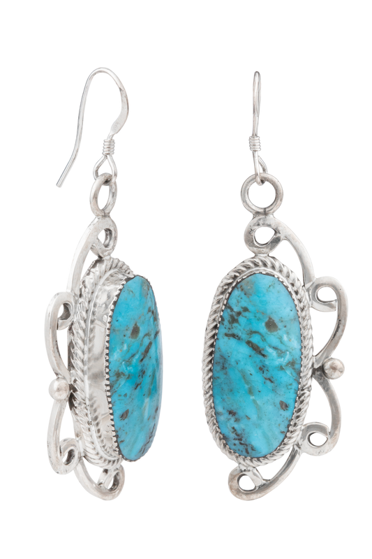 Sterling Silver Kingman Turquoise Drop Earrings