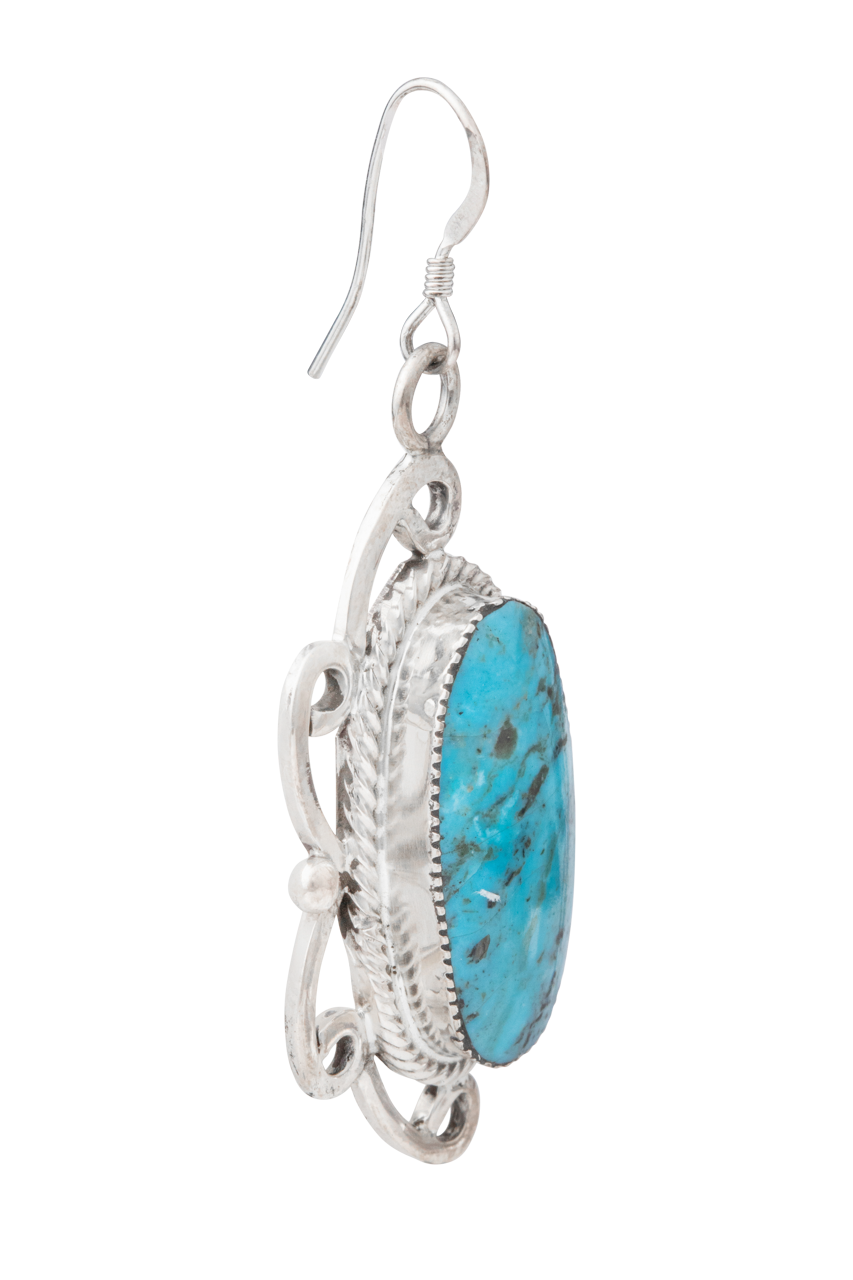 Sterling Silver Kingman Turquoise Drop Earrings