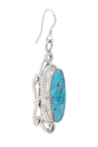 Sterling Silver Kingman Turquoise Drop Earrings