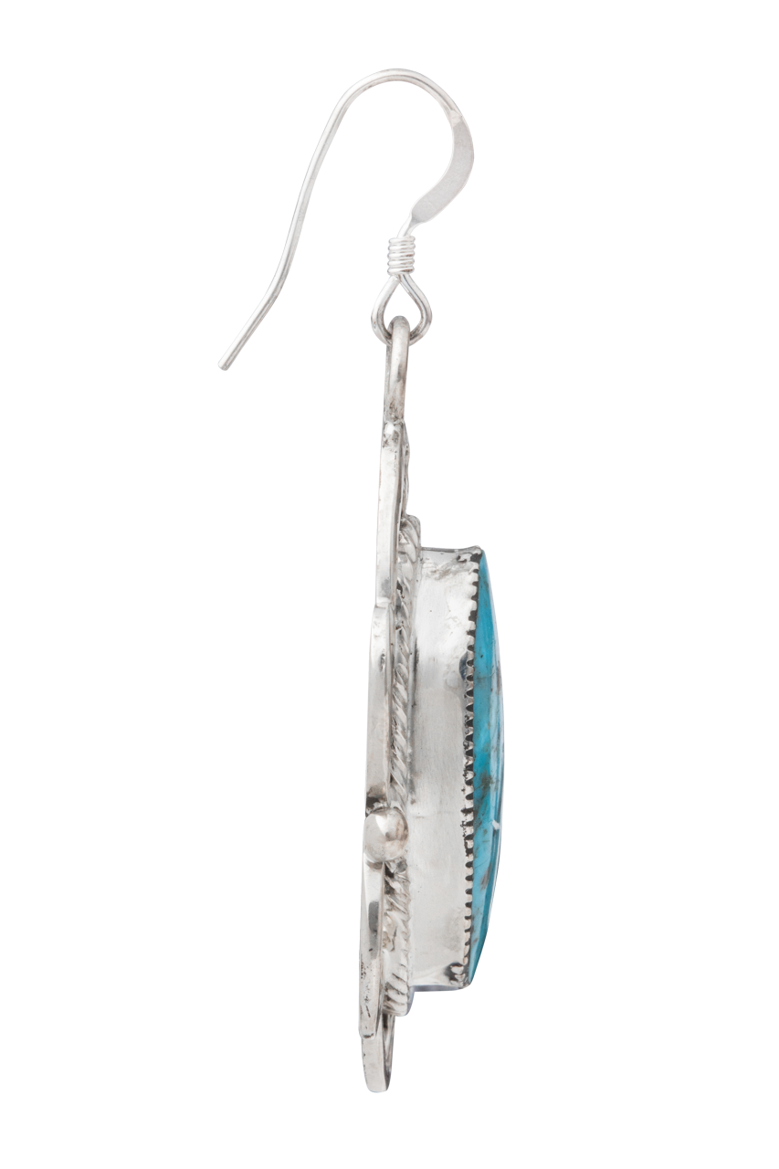 Sterling Silver Kingman Turquoise Drop Earrings