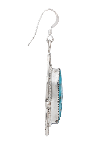 Sterling Silver Kingman Turquoise Drop Earrings