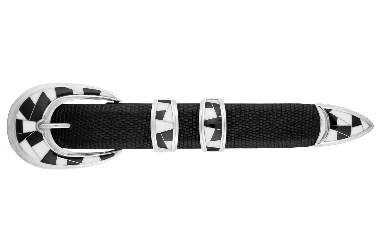 White Buffalo Onyx Inlay Buckle Set