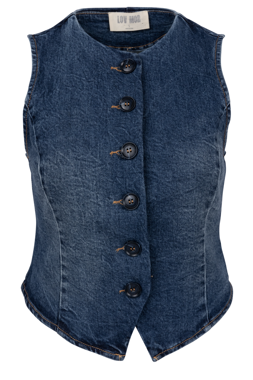 Miss Love Cropped Denim Vest