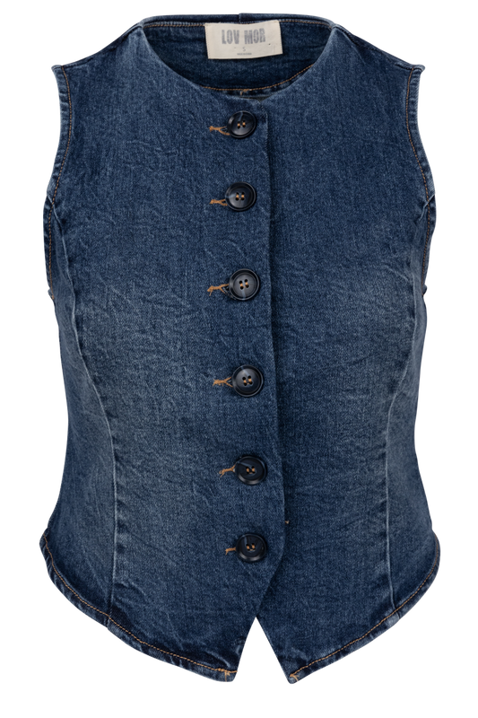 Miss Love Cropped Denim Vest