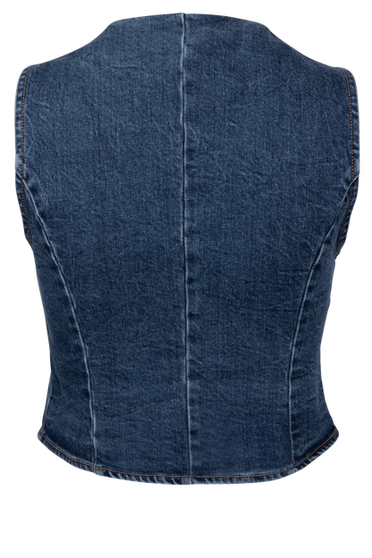 Miss Love Cropped Denim Vest
