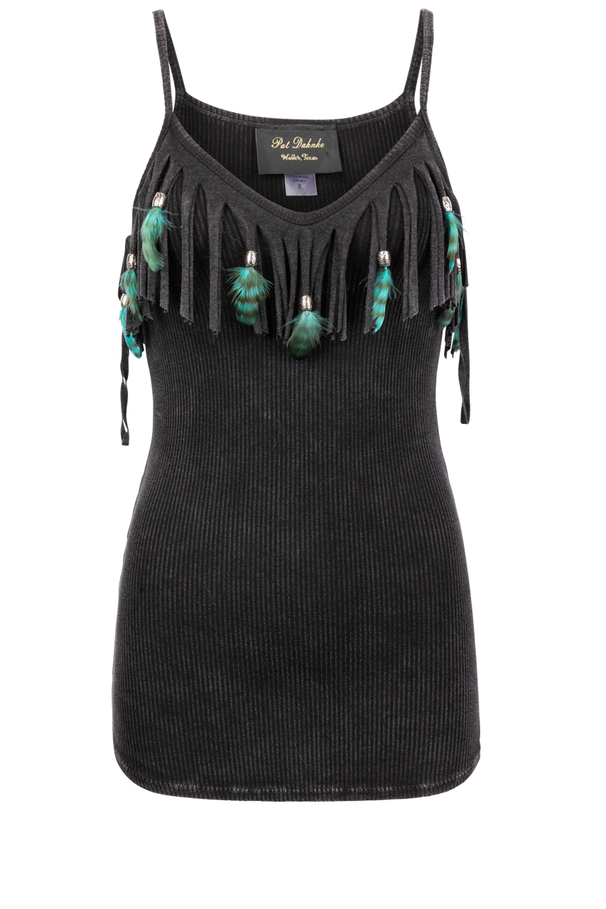 Pat Dahnke Black Fringe Tank Top