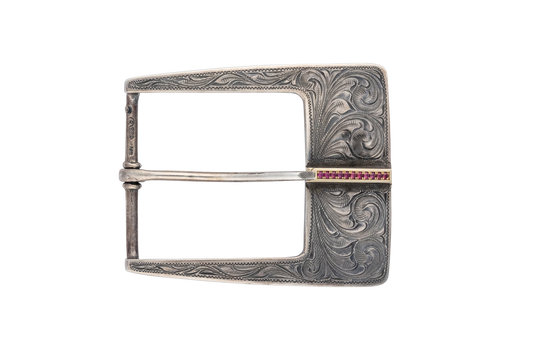 Clint Orms 1.5" Gold & Ruby Single Belt Buckle